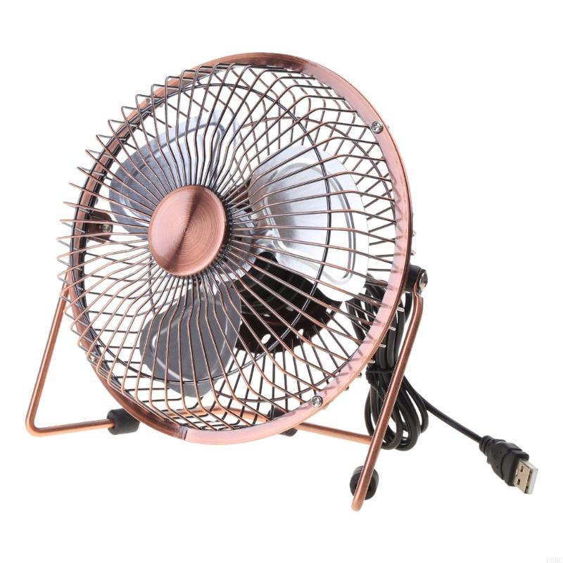 920L 4/6inch USB Desk Fan Portable Table Cooling Fan Adjustable 360 Degree Rotatable Metal Quiet Electric Fan for Home: Red