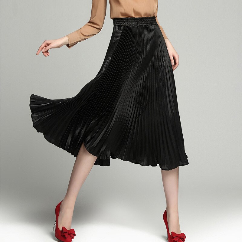 Vrouwen geplooide rok lente en zomer rokken Europa en metallic type vrouwen rokken