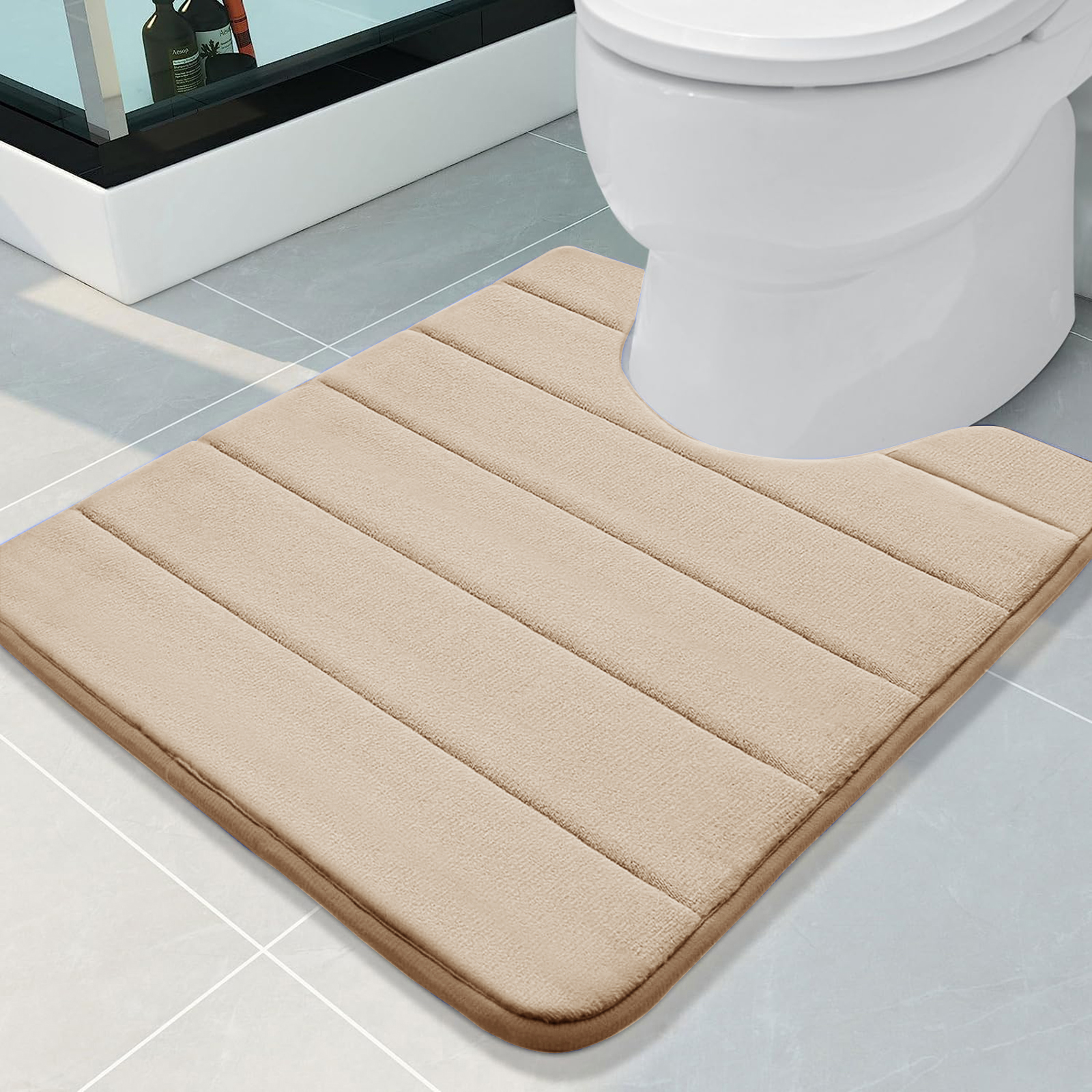 U-Shaped Bath Toilet Mat Anti-slip Memory Foam Rug Soft Comfortable Absorbent Bathroom Shower Mats for Bath Toilet Floor Rug: Yellow