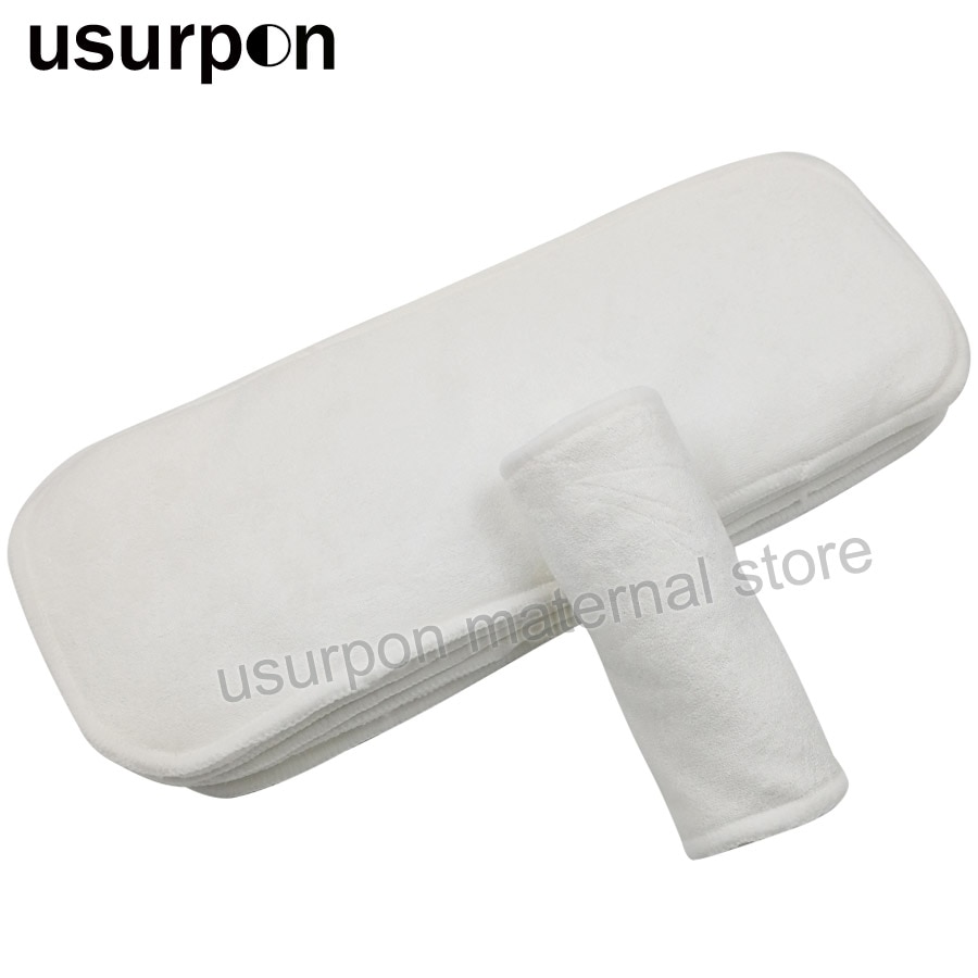 [usurpon] 5 stk bambus fiber indsats 4 lag vaskbar baby ble indsats super blød bambus indsats til baby bleer