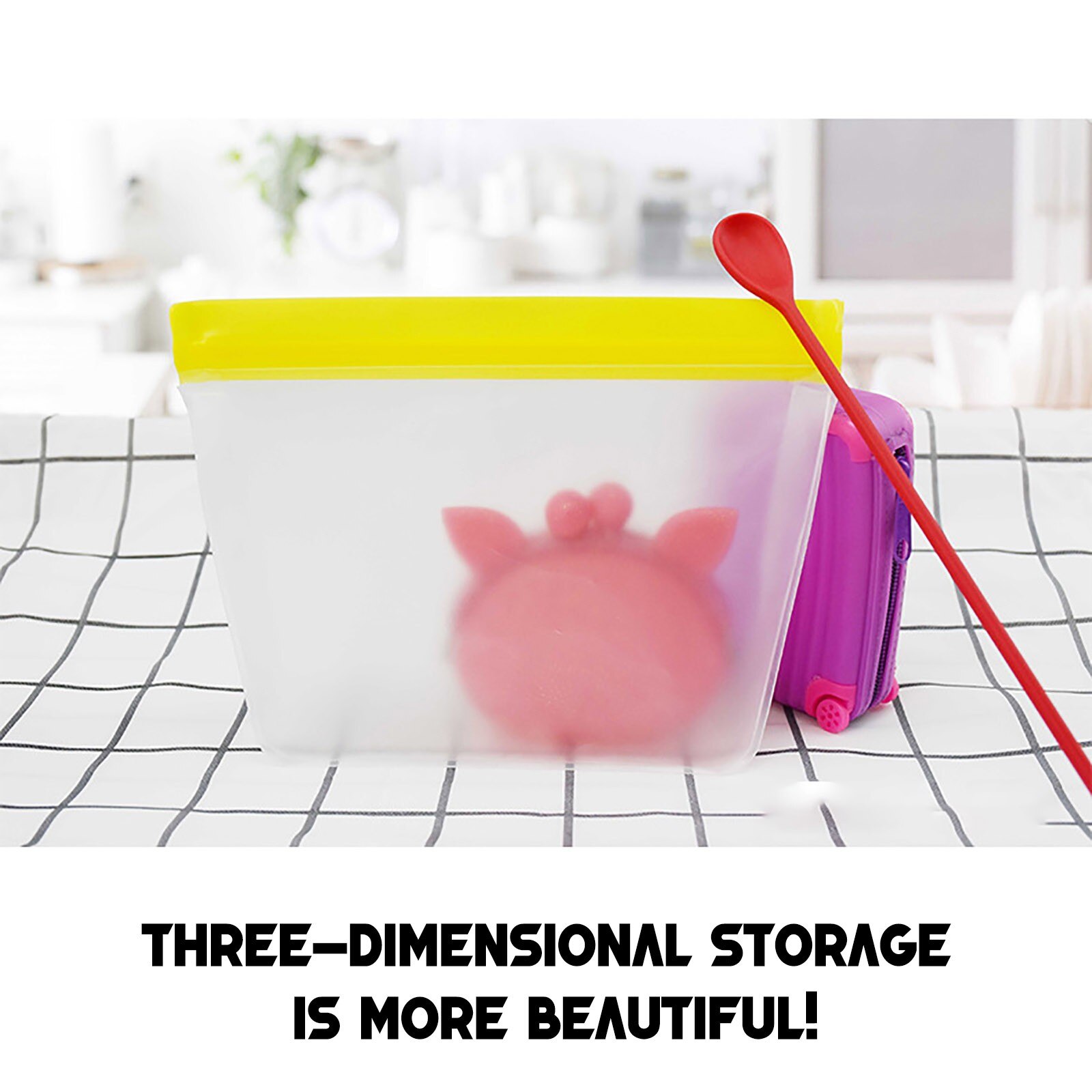 Food Bag Reusable Fresh-keeping Bag Fruit And Vegetable Sealed Bag PEVA Leak-proof Food Storage Ziplock Bag