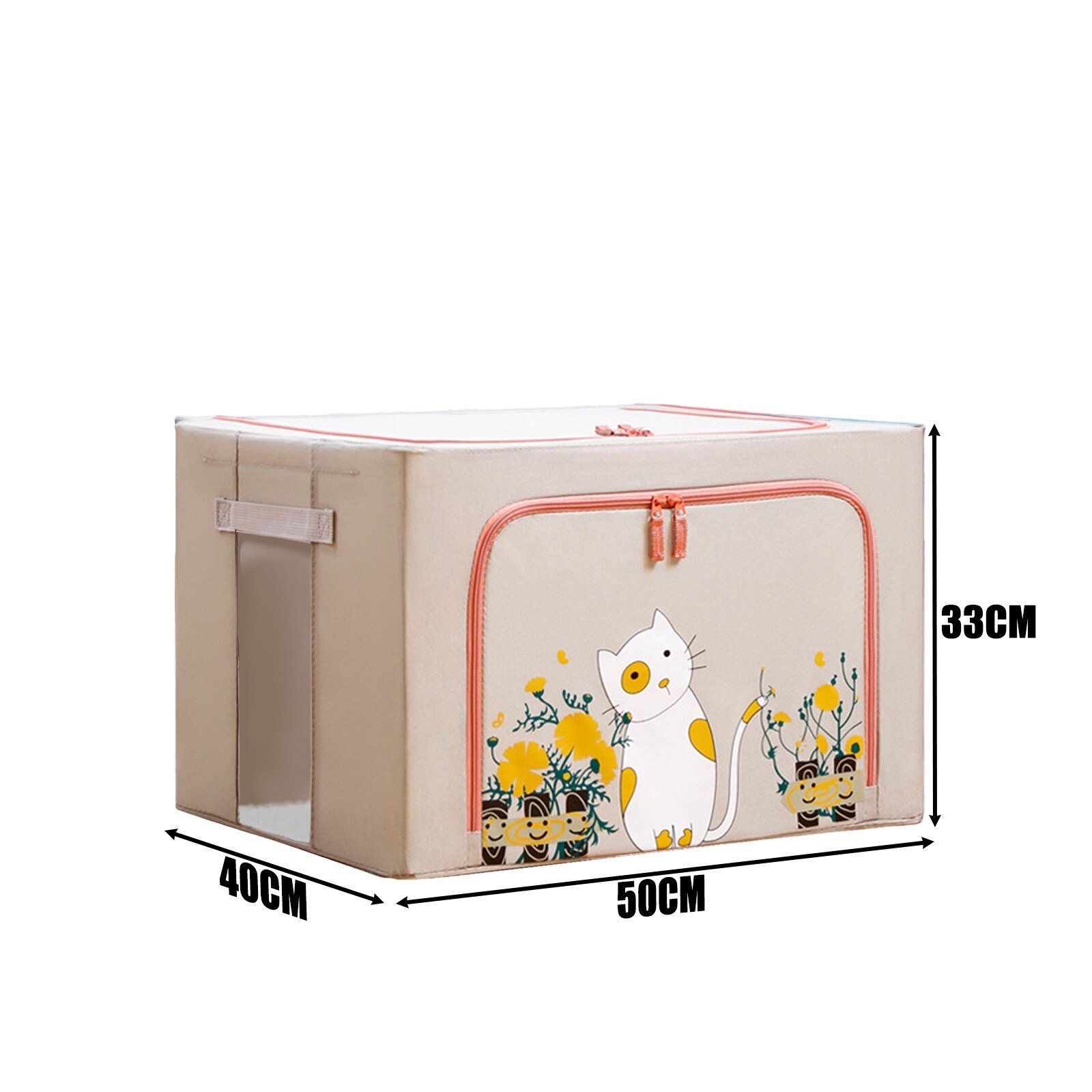 40# Foldable Storage Box Large-capacity Rectangular Organization Linen Fabric With Zipper Moisture-proof Toys Quilt Storage Box