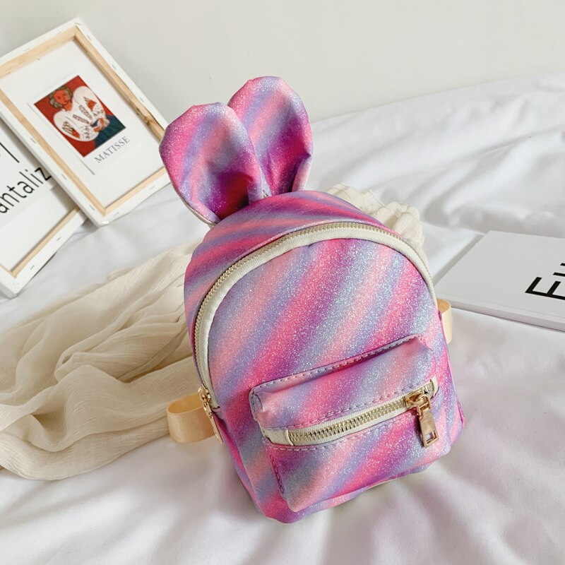 Kids Meisjes Leuke Kleurrijke Konijn Oor Rugzak Mode Kleine Rugzak Voor Kinderen Schooltas: D