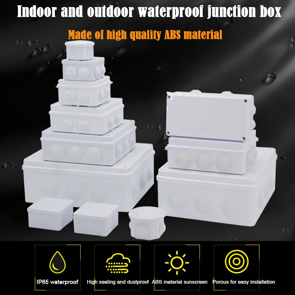 ABS Plastic IP65 Electric Control Box Outdoor Waterproof Power Box DIY Indoor Wire Shell Connection Cable Branch Junction Box