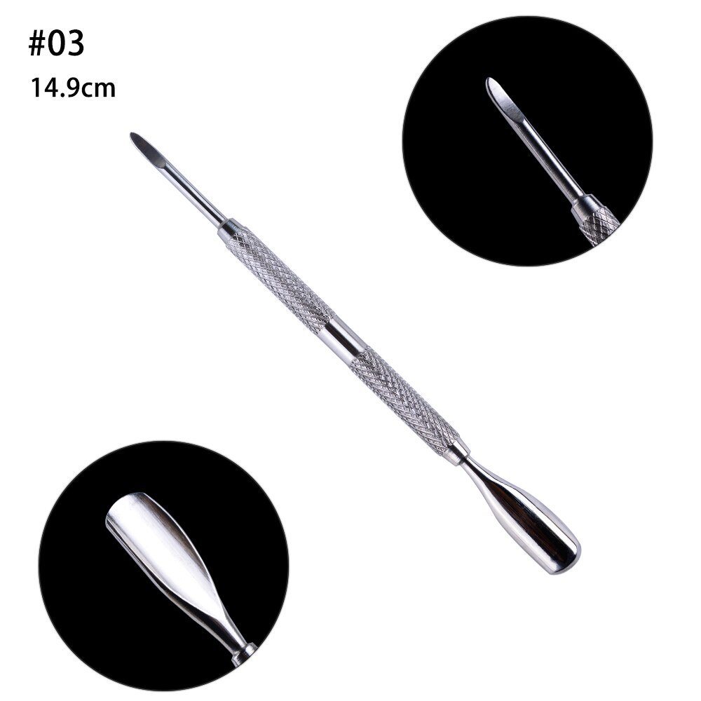 Cuticle Pusher Stainless Steel Nail Stick Cuticle Remover Gel Polish Manicure Nail Cleaning Pedicure Tools FB01-09: 03