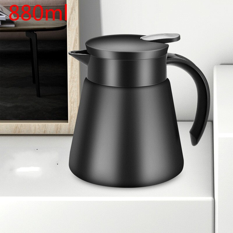 680/880Ml Waterkoker Koffie Pot Geïsoleerde Fles Water Drukken Soort Roestvrij Staal Thermische Isolatie Thermoskan Waterkokers Jug: Black 880ml