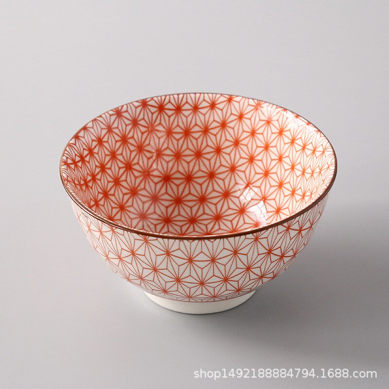 Bol à riz fileté de 4.5 pouces, petit bol de ménage à salade en céramique de Style japonais vaisselle accessoires de cuisine bol Ramen: Marron