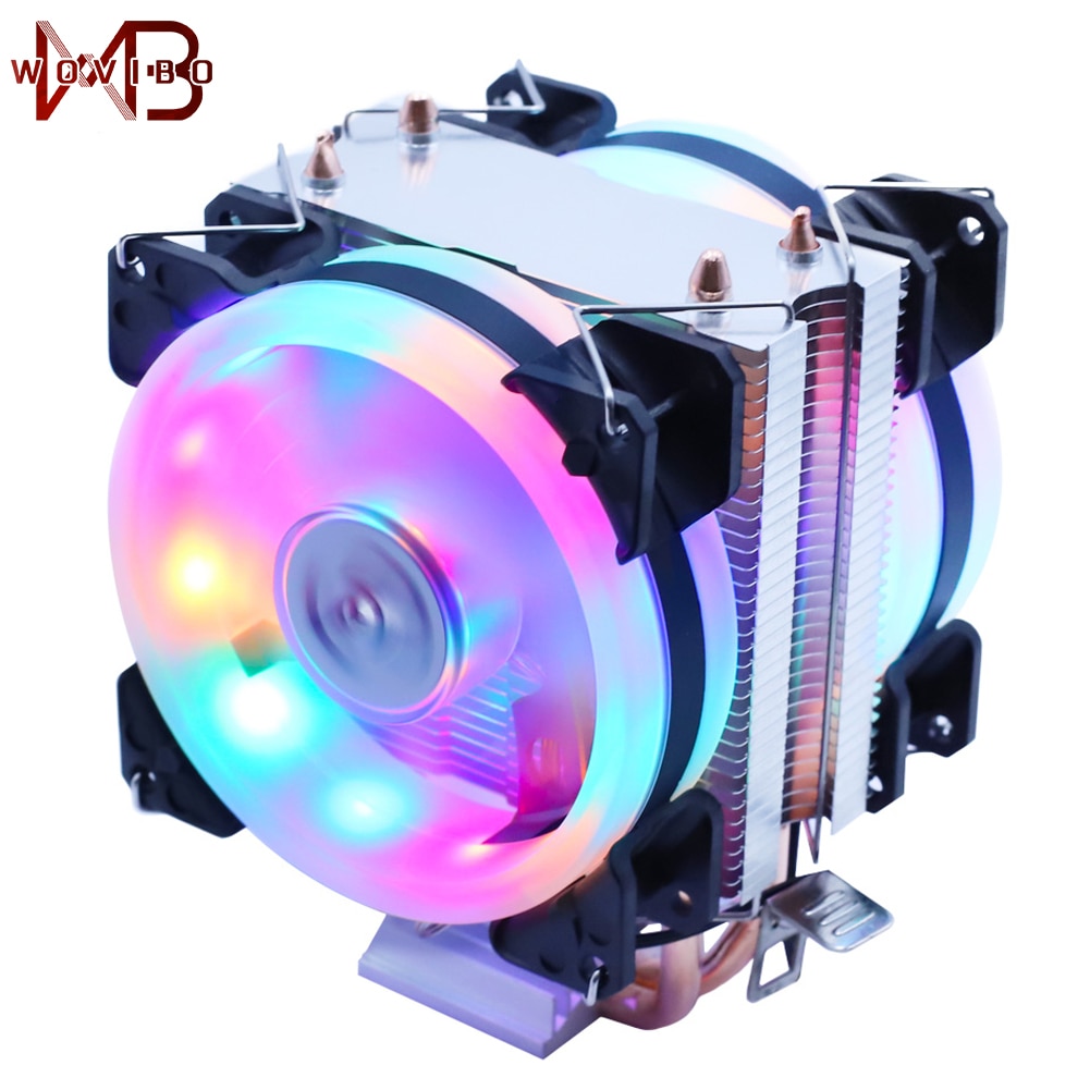 Wovibo Cpu Cooler Cooling Fan 3PIN 4Pin Ventilador Stille Voor Intel 775 1150 1151 1155 1200 1366 X79 X99 AM3 AM4 Radiator