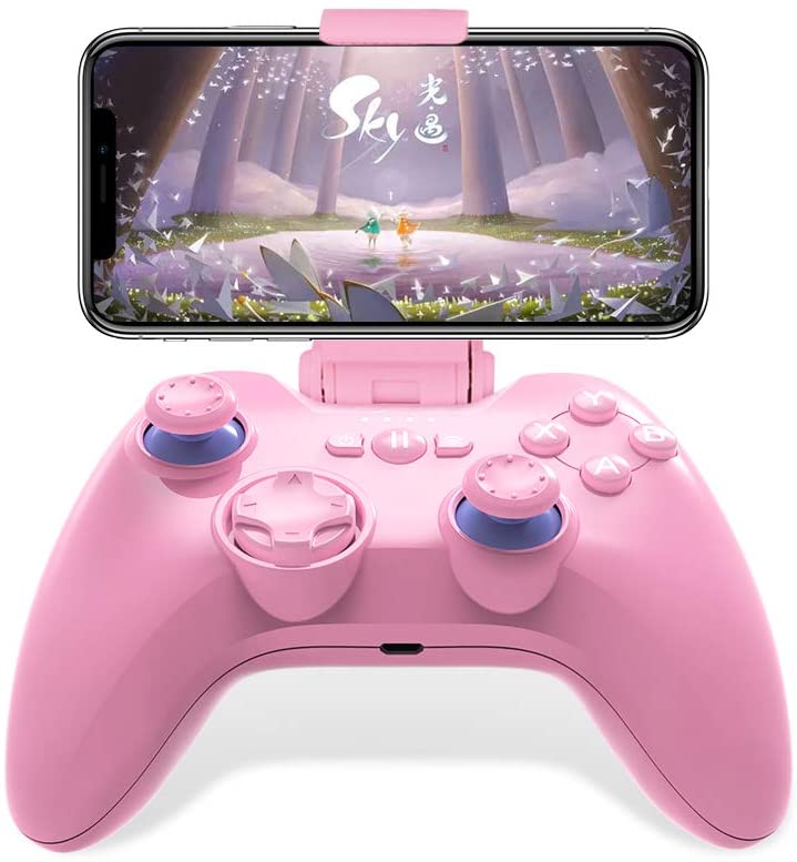 Mando de juegos para iPhone MFi, mando inalámbrico compatible con Bluetooth, PXN, iOS/Apple TV/iPod/iPad, color rosa