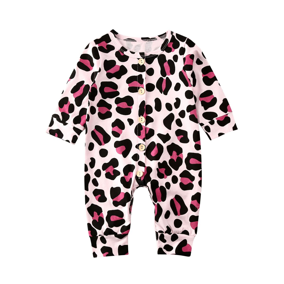 Baby Frühling Herbst Kleidung Neugeborenen Baby Mädchen Rüsche Leoparden Strampler Langarm Gesamt Geschmack Outfits Kleidung: Rosa / 6m