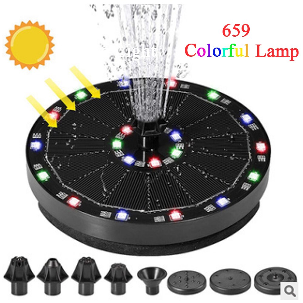 16cm garden decoration outdoor Solar Water Fountain Outdoor Bird Bath fuente de agua fontaine solaire фонтан для пруда solar pan: 659 Colorful Lamp