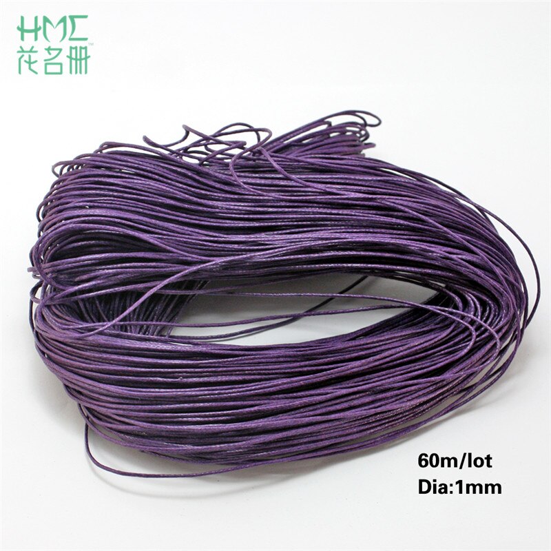 60m/lot 1mm Thread Cotton Waxed Cord String Strap Necklace Bead Rope for Sewing DIY Necklace Bracelet Jewelry Making: Purple