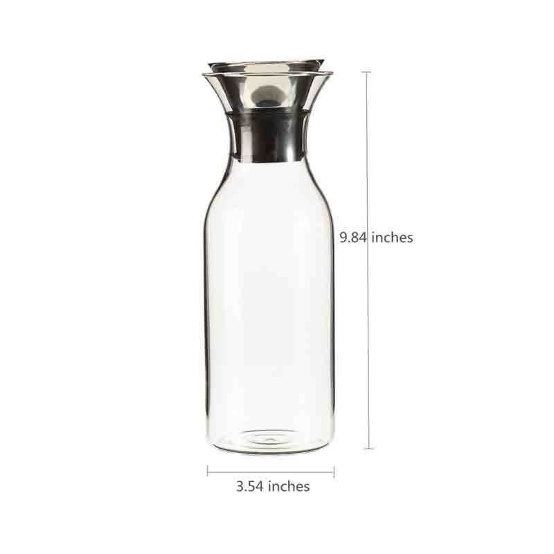 1500ml 35Oz Glas Pitcher Drip-gratis Karaf met Rvs Siliconen Flip-top Deksel Glas Water pitcher Koelkast Ice Tea Maker