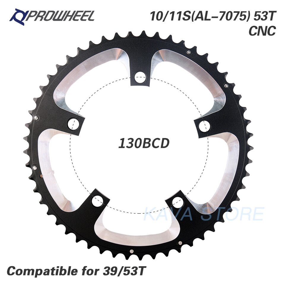 PROWHEEL route vélo plateau 110BCD 130BCD 34/39/50/53T pignon acier/alliage d'aluminium/AL-7075 CNC 8/9/10/11 vitesse chaîne