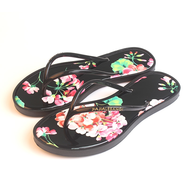 Gelée chaussures femme gelée tongs femmes sandales fleur dames plat pantoufles Zapatos Mujer Sapatos Femininos directe