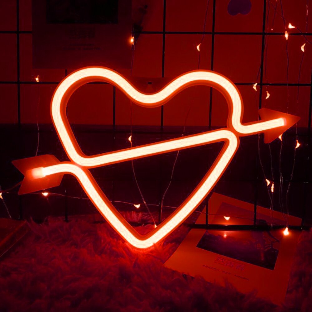 LED Néon Coeur Flèche Forme Arc-En-Ciel Coloré Néon Signe Tenture murale Lampe De Nuit pour La Fête À La Maison De De Festival De Mariage Déco: 06