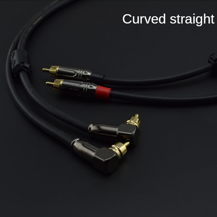 Cable Hifi doble rca, , 2RCA macho a macho, grado de Audio para enchufe doblado en ángulo recto de 90 grados