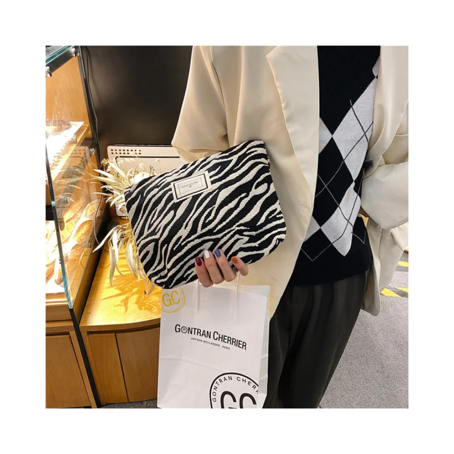 Stor leopardfärgad kosmetikväska för kvinnor i läder, vattentät dragkedja, sminkväska, tvättväska, skönhetsväska