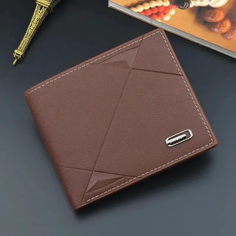 Neue Herren-Geldbörse, tragbar, kurzer Stil mit mehreren Kartenfächern, modische Freizeit-Geldbörse, dünner Stil, faltbar, weiches Leder-Geldbörse: Kaffee