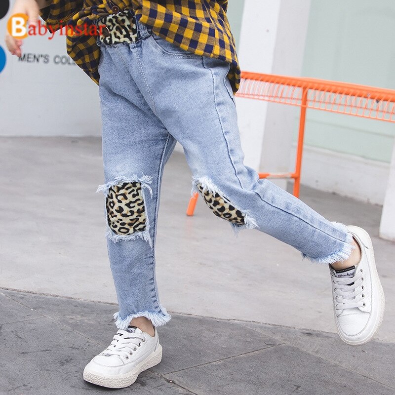 Babyinstar vaqueros para niños Cheetah imprimir bebé niña pantalones de leopardo Infante niña Jeans de mezclilla Bebé Ropa para adolescentes y niñas Pantalones