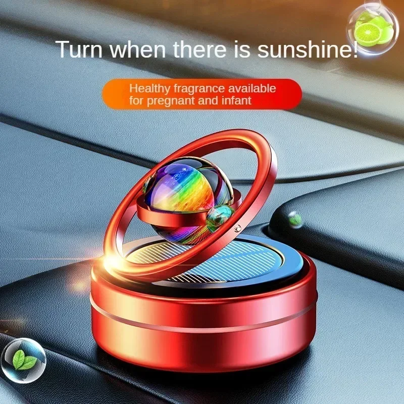 Ambientadores portátiles para coche, difusor de Perfume, doble anillo, rotación automática, Solar, Mini, cinético, aromaterapia para habitación, ambientador para coche