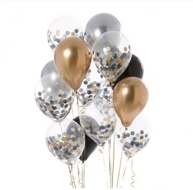 12 Stks/partij 12Inch Goud Roze Blauw Ballonnen Goud Zwart Rood Confetti Bruiloft Verjaardag Party Decor Helium Baby Shower levert: set 4