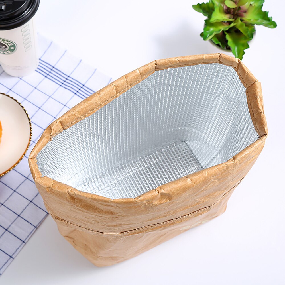 Madpakke dupont papir aluminium film madpakke taske genanvendelig papir madpose isoleret termisk madkasse picnic isolering