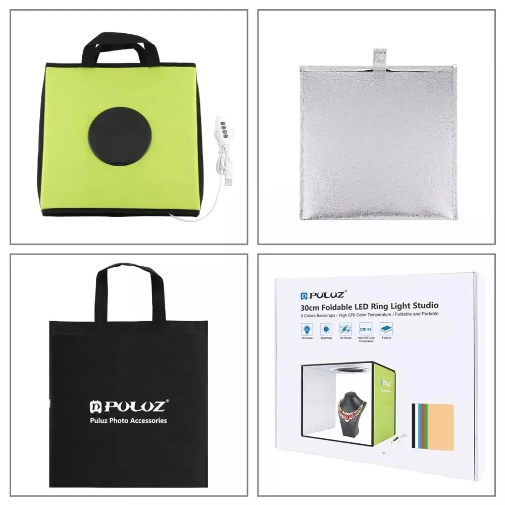 PULUZ 30cm Folding Portable LED Light Photo Lighting Studio Shooting Still life photography Tent Box Kit with 6 Colors Backdrop