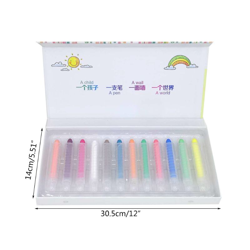 12Pcs Dustless Color Drawing Chalk For School Education Chalks Stationary Office