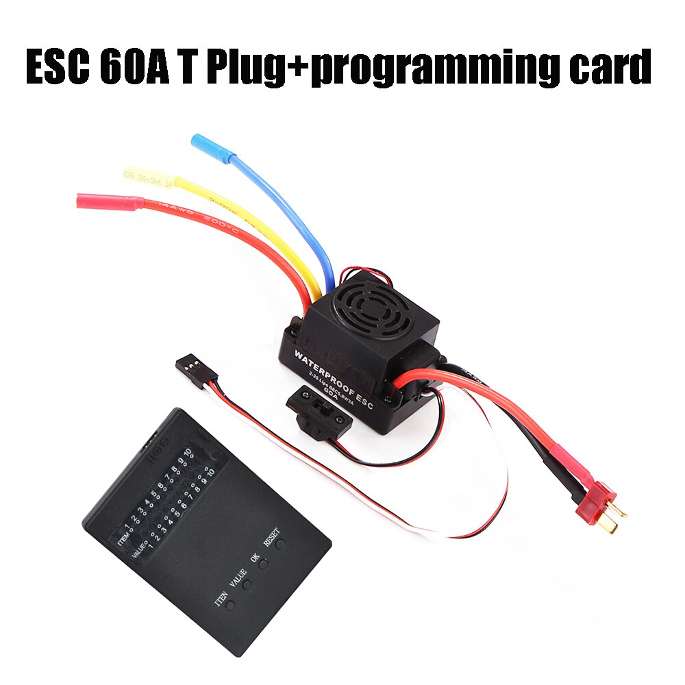 Impermeabile ESC 60A 80A 120A S-80A S-120A Brushless ESC Regolatore di Velocità Elettrico con 5.5V / 3A BEC per 1/8 1/10 1:10 RC Auto: 60A T plug and card