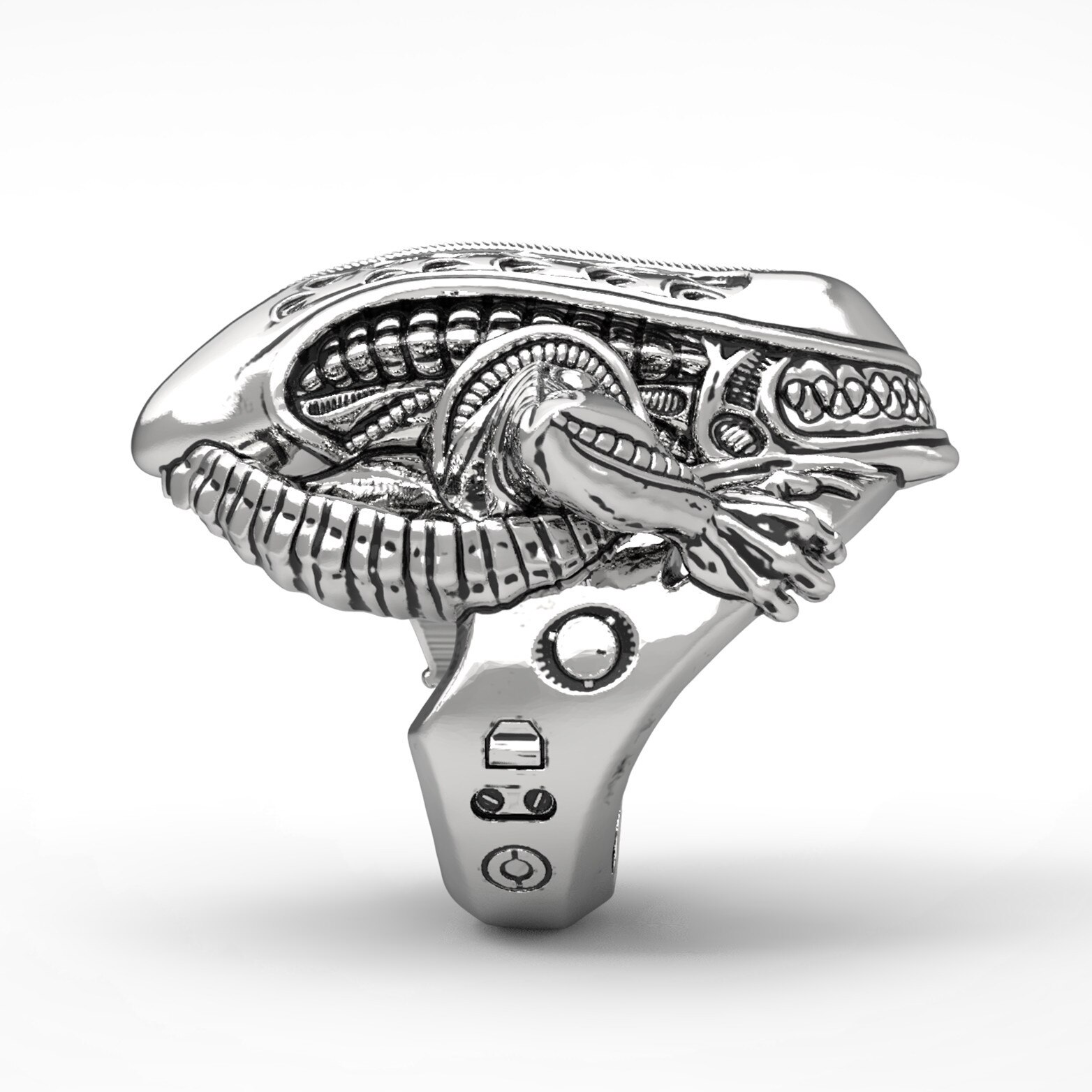 Classic Men Silver Color Stainless Steel Ring Space Terror Alien Ring Hip Hop Punk Ring Banquet Jewelry Birthday