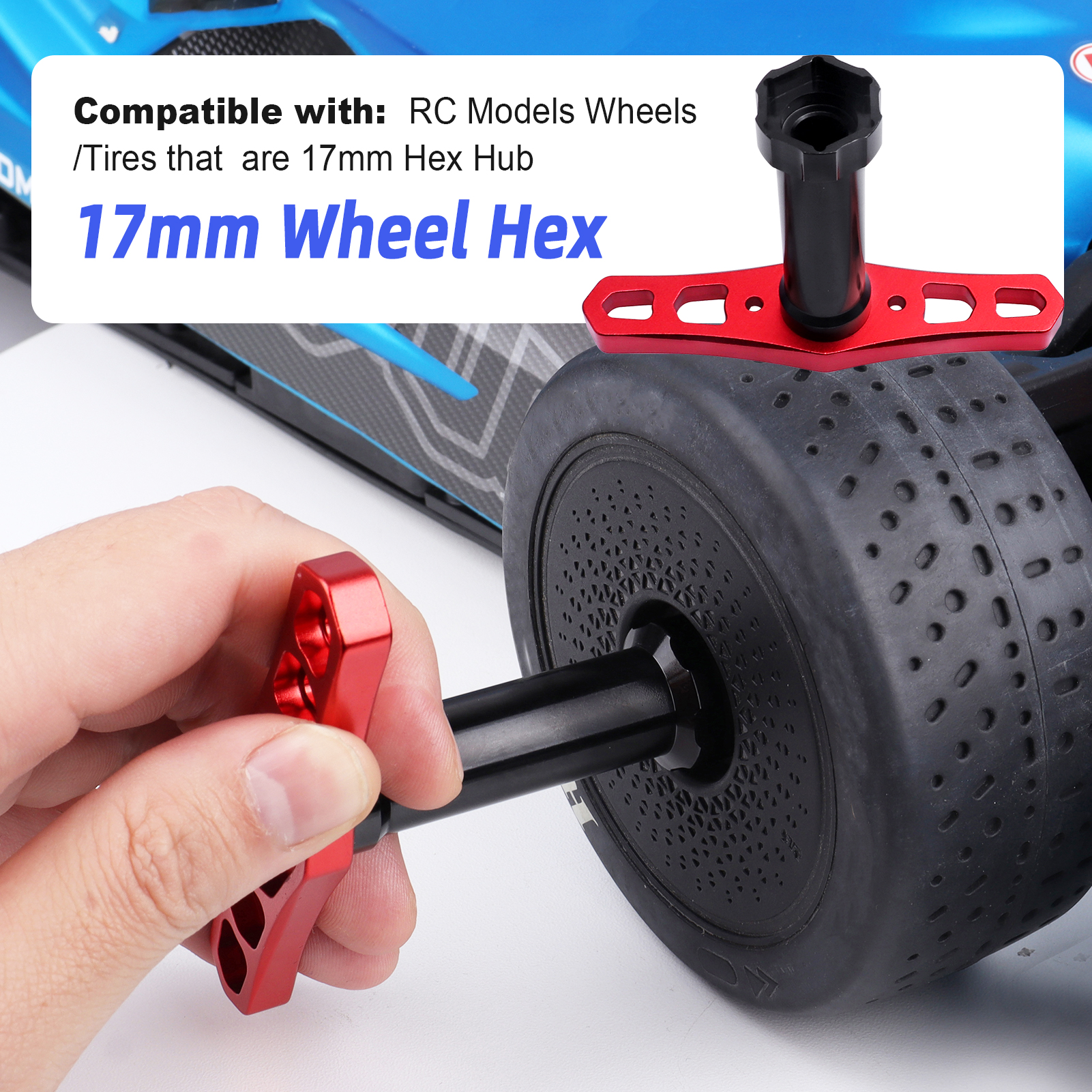 HobbyPark 17mm Aluminum Hex Wheel Hubs & Nuts W/Wrench for RC Traxxas E-Revo, Revo 3.3, E-Maxx, Summit