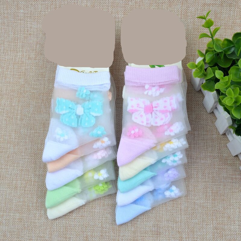 1/4 paare/los Sommer Mädchen Schöne Schmetterling Kristall Silk Socken Kinder Kinder Baby Mädchen Mesh Floral Elastische Spitze Blumen socken: 4 pairs random color / 0-2T