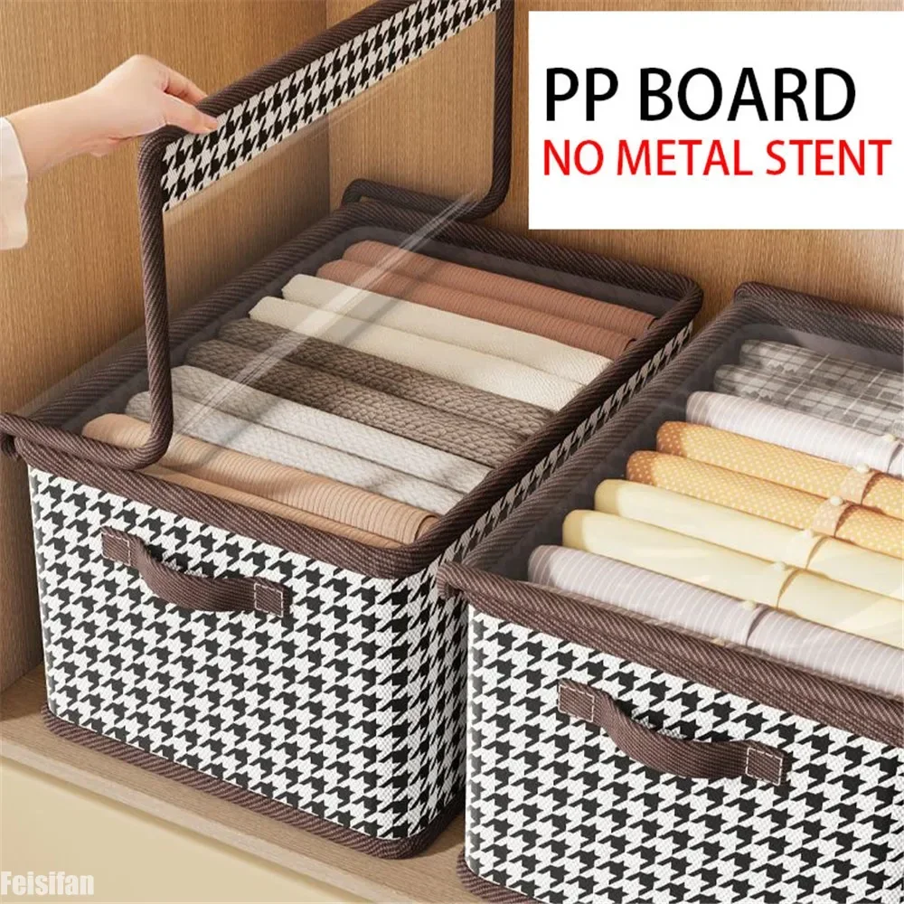 Caja de almacenamiento de ropa con tapa transparente, camiseta, pantalones, organizador de ropa interior, armario para dormitorio, cajones, ahorro de espacio: Caqui oscuro