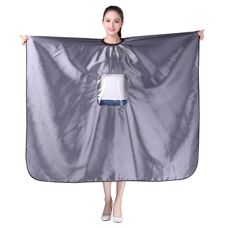 Salon Waterproof Haircut Cape With Visible Window Hair Dyeing Perming Styling Hairdresser Hairdressing Apron Cape: K081-Gray
