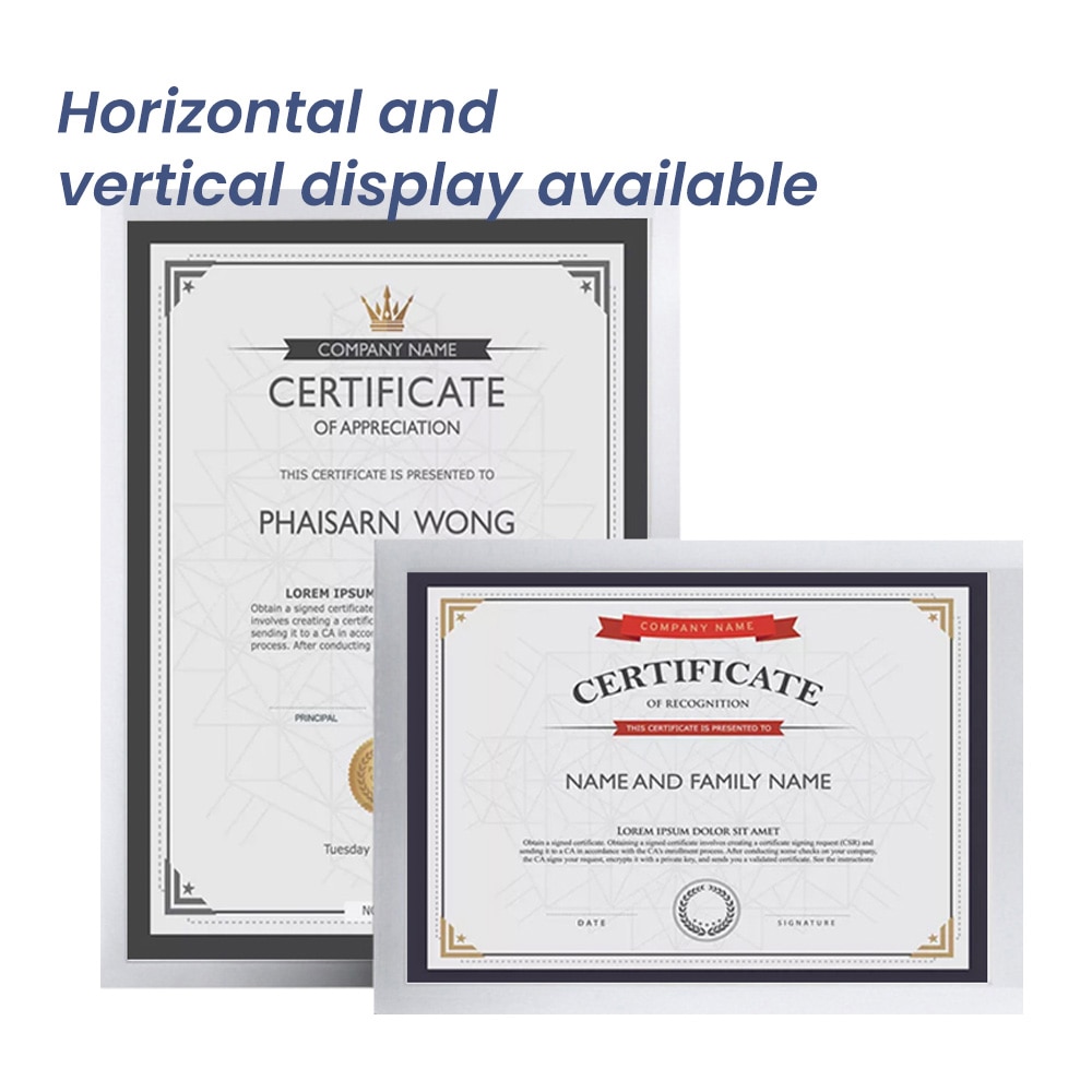 A3 Silver Certificate Frame PVC Picture Poster Photo Frame Wall Mount Document Office Annouce Display
