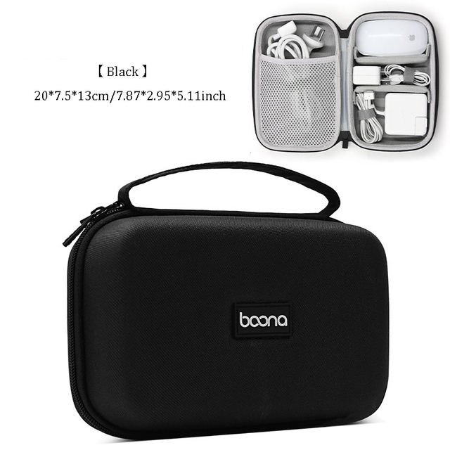 Eva-doppelschicht-usb-tragbare reise-organizer-tasche für digitale elektronik, aufbewahrungstasche für elektronikzubehör, gadget-hüllen: Schwarz 1
