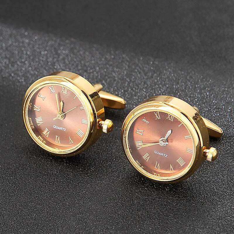 Luksus ure til mænd #39 klassisk fransk business skjorte tilbehør roterende ur guld manchetknapp jubilæum: Kaffe