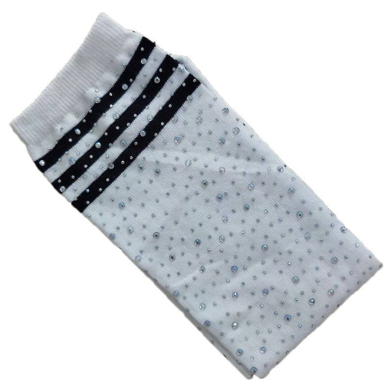 Chaussettes hautes aux genoux pour enfants, nouvelle , chaussettes chaudes à rayures colorées avec strass, décoration, bas pour filles, Tube Long: W2