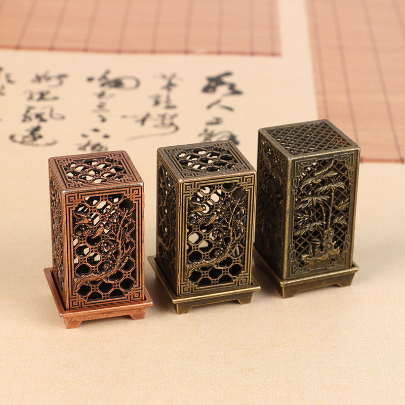 Brûleur d'encens Vertical carré, petit porte-encens en alliage Xiangyun, aromathérapie intérieure, ornement de maison, brûleurs d'encens en prune chinoise