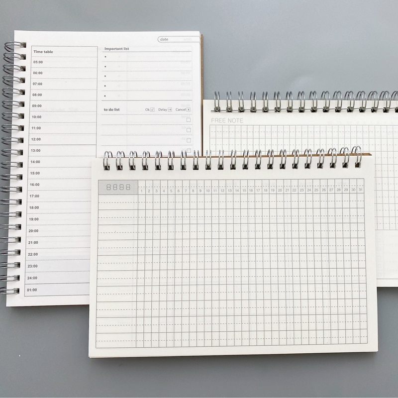 Cuadernos para Agendas, agenda semanal, organizador espiral Libretas A5, libros de notas, agenda mensual de papel Kraft, Filofa