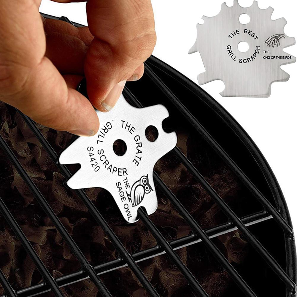 Portable Metal BBQ Grills Grate Cleaner Cleaning Barbecue Scraper Scrubber Tool Stainless Steel Grill Scraper BBQ Accessories