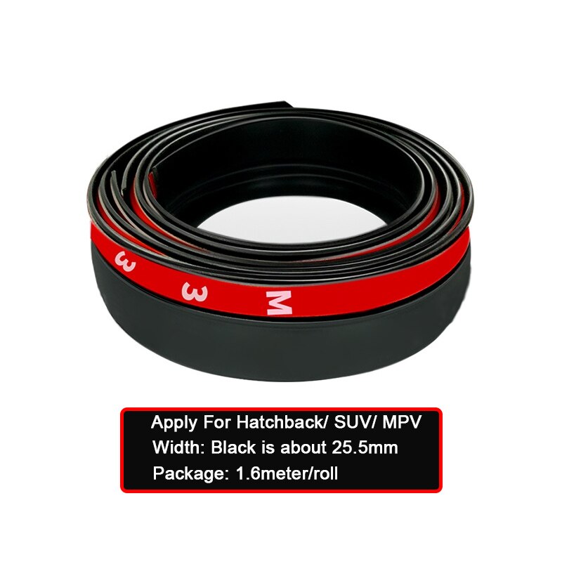 Tira de sellado de borde de cubierta de maletero de coche, pegatina de sellado de goma para coche, SUV, MPV, Hatchback, burlete, manualidades, 1,6 m: black