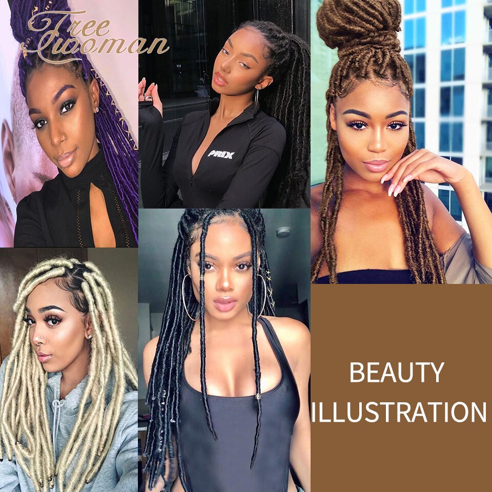 Freewoman Zachte Dreadlocks Gehaakte Vlechten Godin Faux Locs Haak Hair Synthetische Faux Locs Vlechten Hair Extensions Voor Meisjes