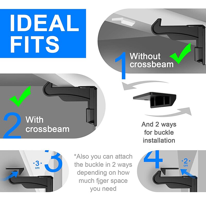 20 Pack Kind Proofing Kast Sloten Zwart, Baby Veiligheid Vergrendelingen Met Sterke Lijm, Baby Proof Klink