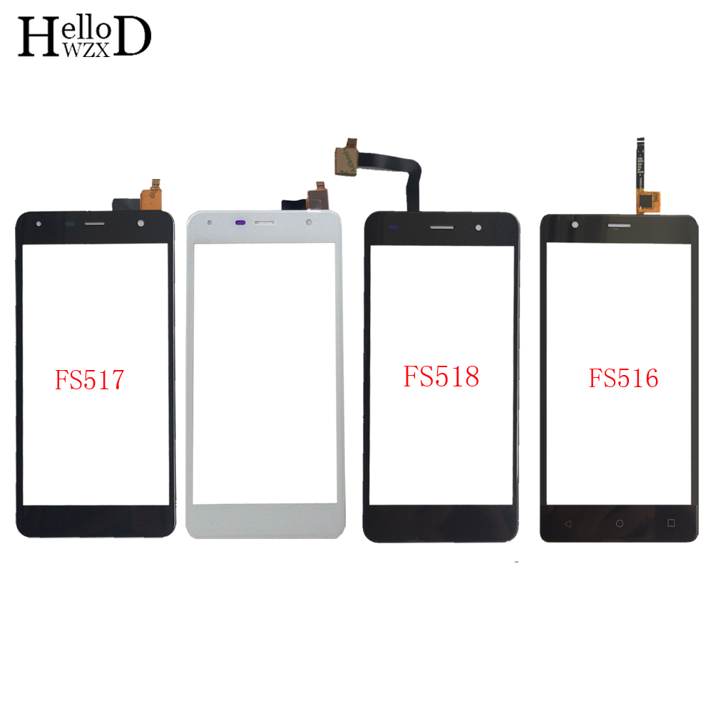 Panel de pantalla táctil para FLY FS516 FS517 FS518 Panel de digitalizador de pantalla táctil de cristal frontal piezas de reparación 3M toallitas de pegamento