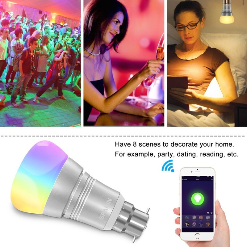 E27 8 w Smart WIFI Lamp RGB RGBW Dimbare LED Lamp Gloeilamp Werkt met Alexa Google Thuis, 16 miljoen Kleuren, APP Afstandsbediening