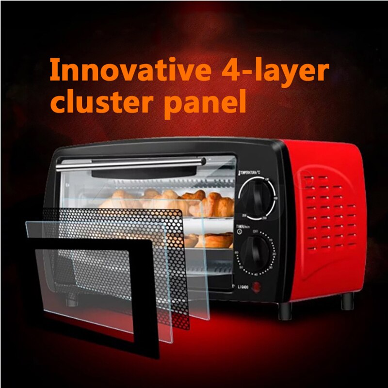2 Layer 12L Mini Electric Baking Oven Home Pizza Oven Baking Tools For Cakes Chicken Wing Temperature Control Timing 220V
