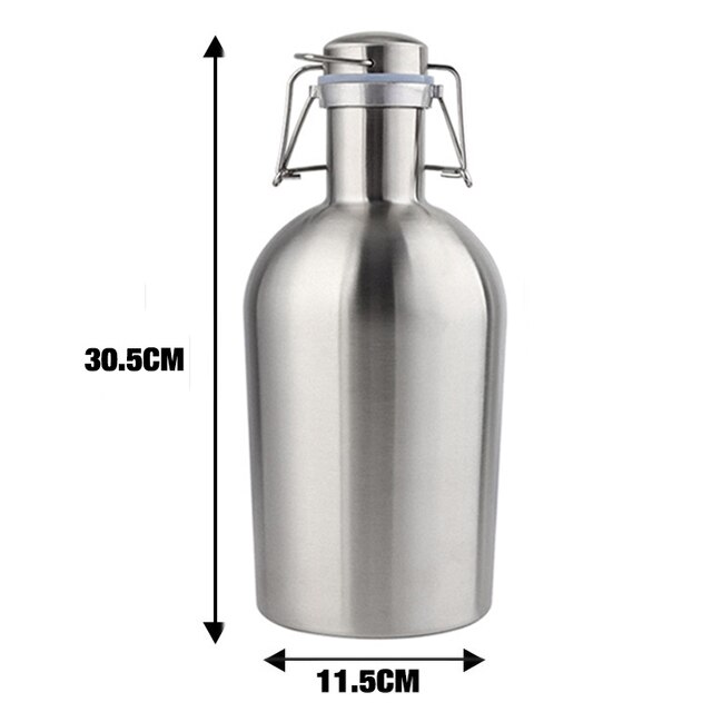 32oz/640z Homebrew Beer Growler Portable Beer Flip Top Beer Barrel Swing Top Lid Craft Beer Bottle Stainless Steel: 64 Double Wall