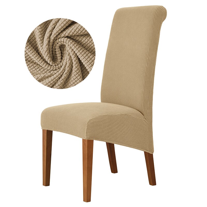 Jacquard XL Dining Chair Cover Extra Large Elastic Stretch Case for Chairs Spandex Long Back Chair Slipcover Kitchen: Taupe